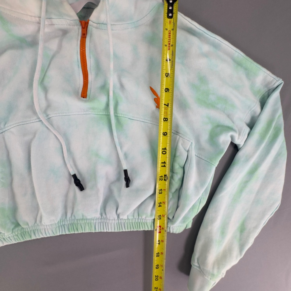 Playboy x Missguided Green Tie Dye Cropped Quarter Zip Hoodie Sweatshirt Small